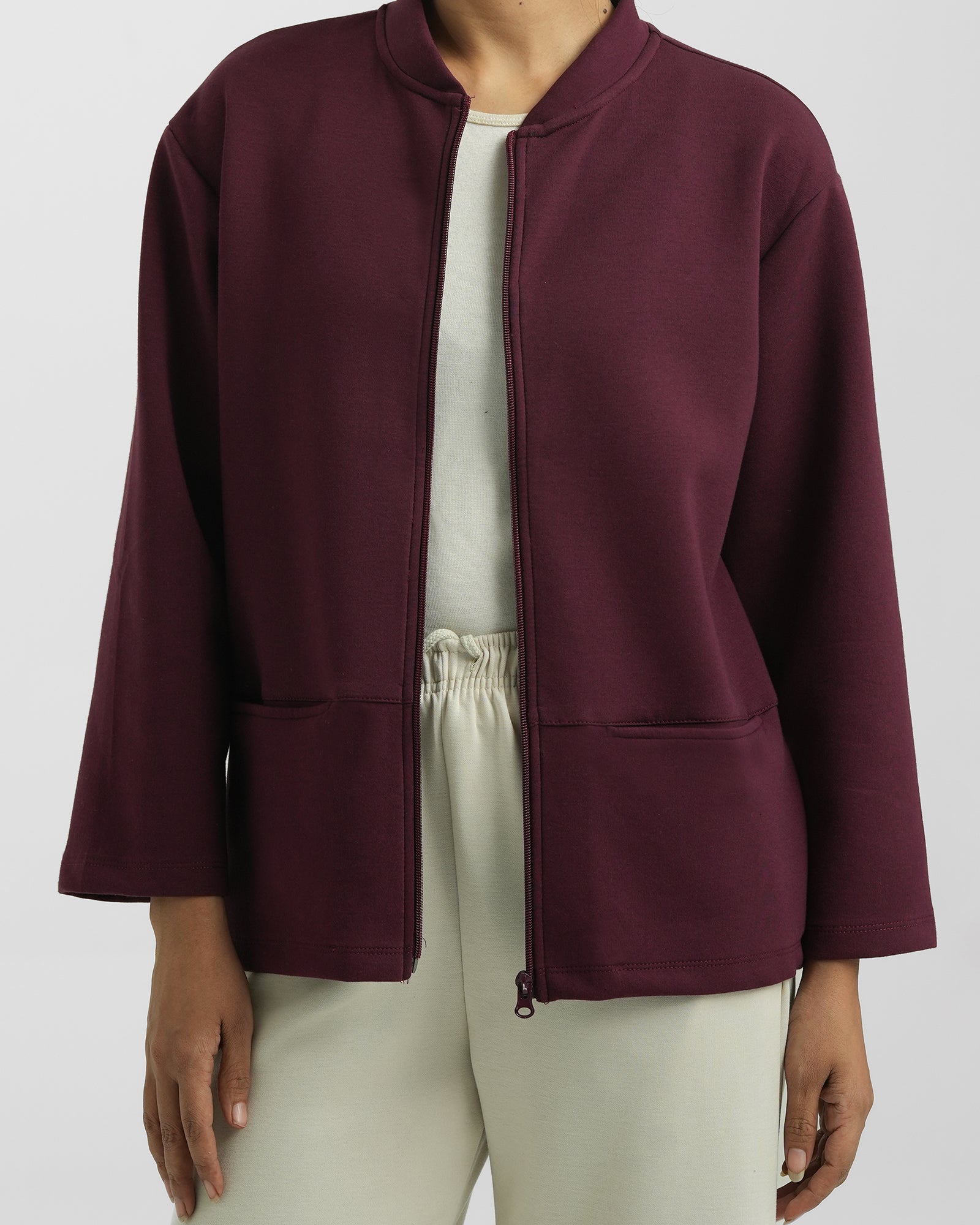 Women Basic Zip-Up Upper