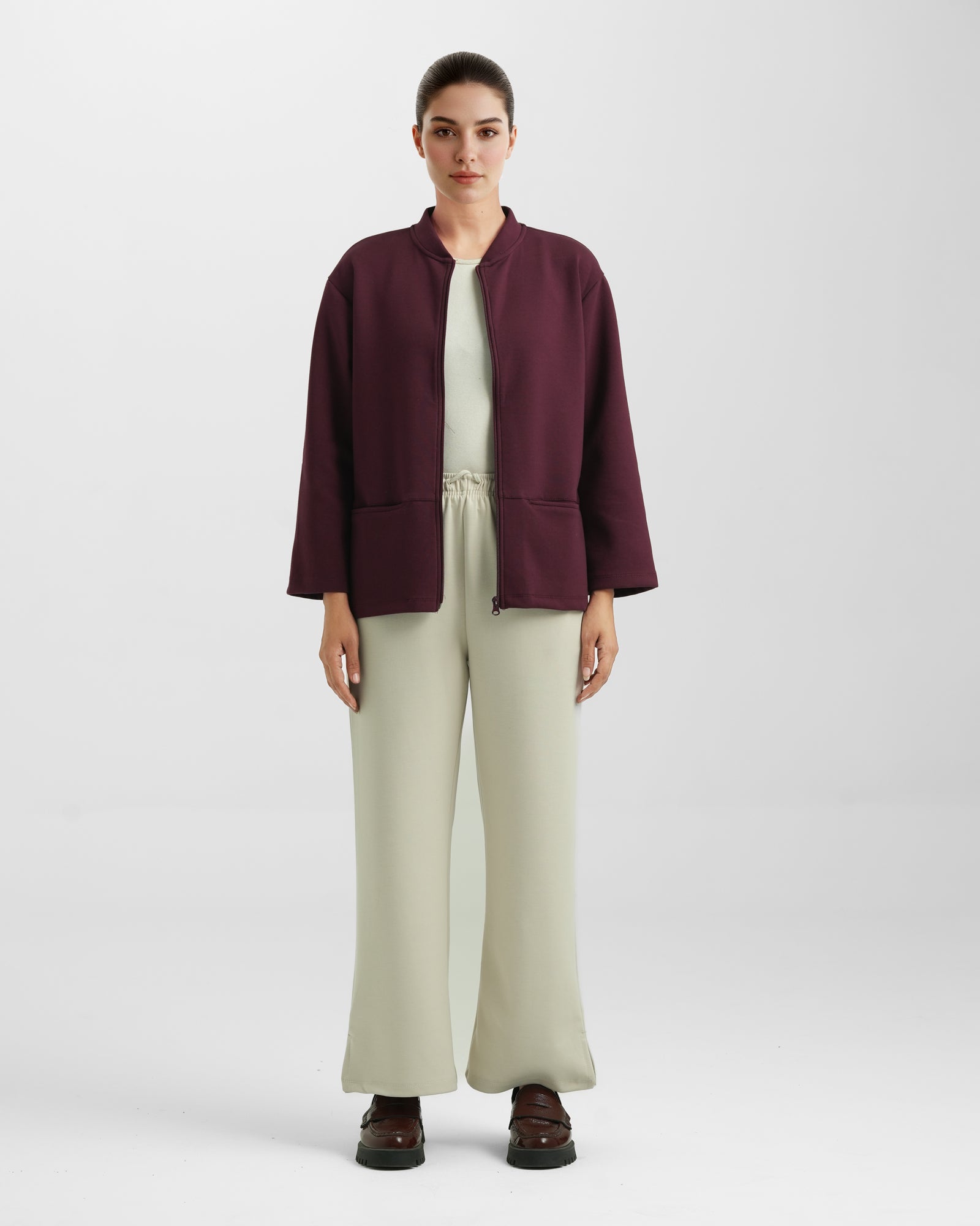 Women Basic Zip-Up Upper