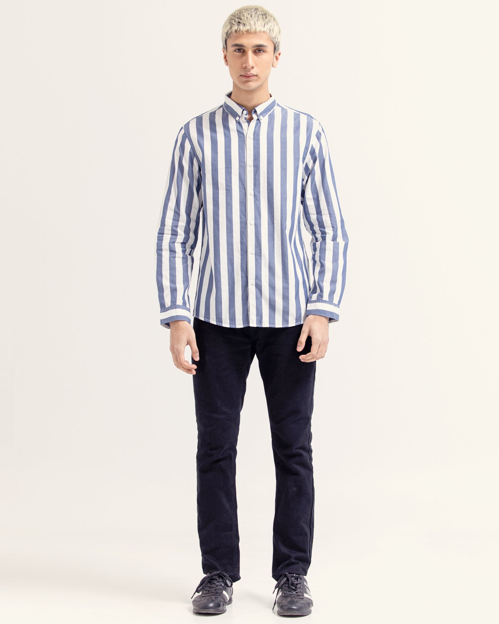 Men Striped Button Down Shirt