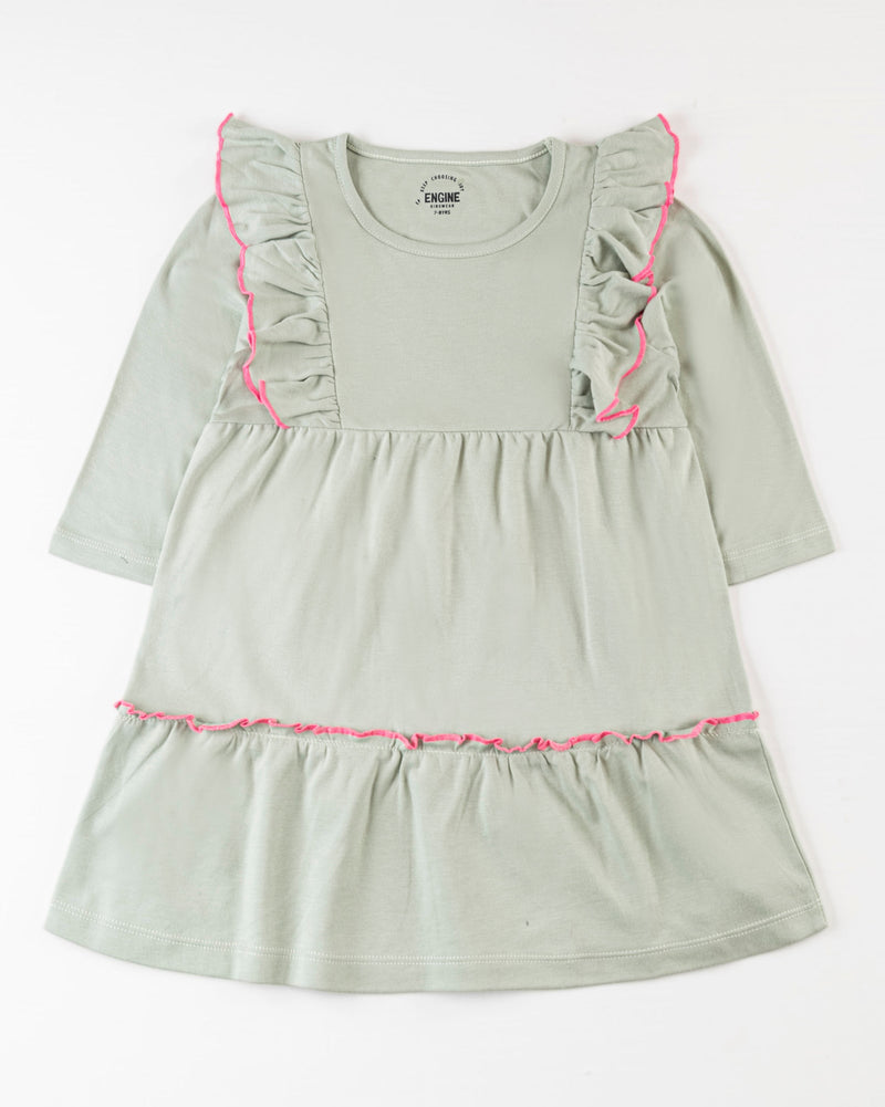 Girls Pistachio Tier Dress - Engine - Buy Now