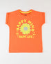 Girls Peach Color Pc Jersey S/S Graphic Knit Top Tee