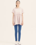 Women Tea Pink Color Lycra Jersey Fashion Knit Top Tee - Engine - Buy Now