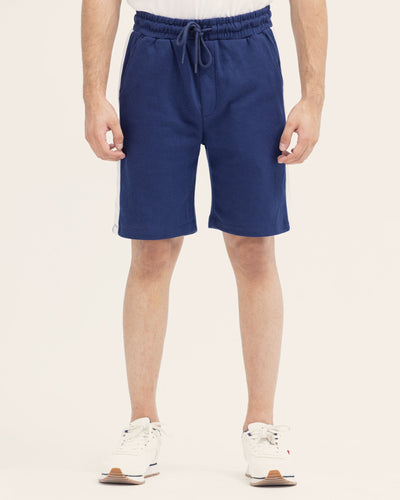 Men Navy Color Inter Lock Pq knit Short