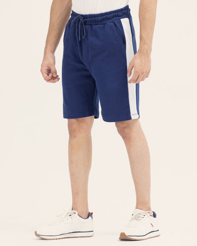 Men Navy Color Inter Lock Pq knit Short