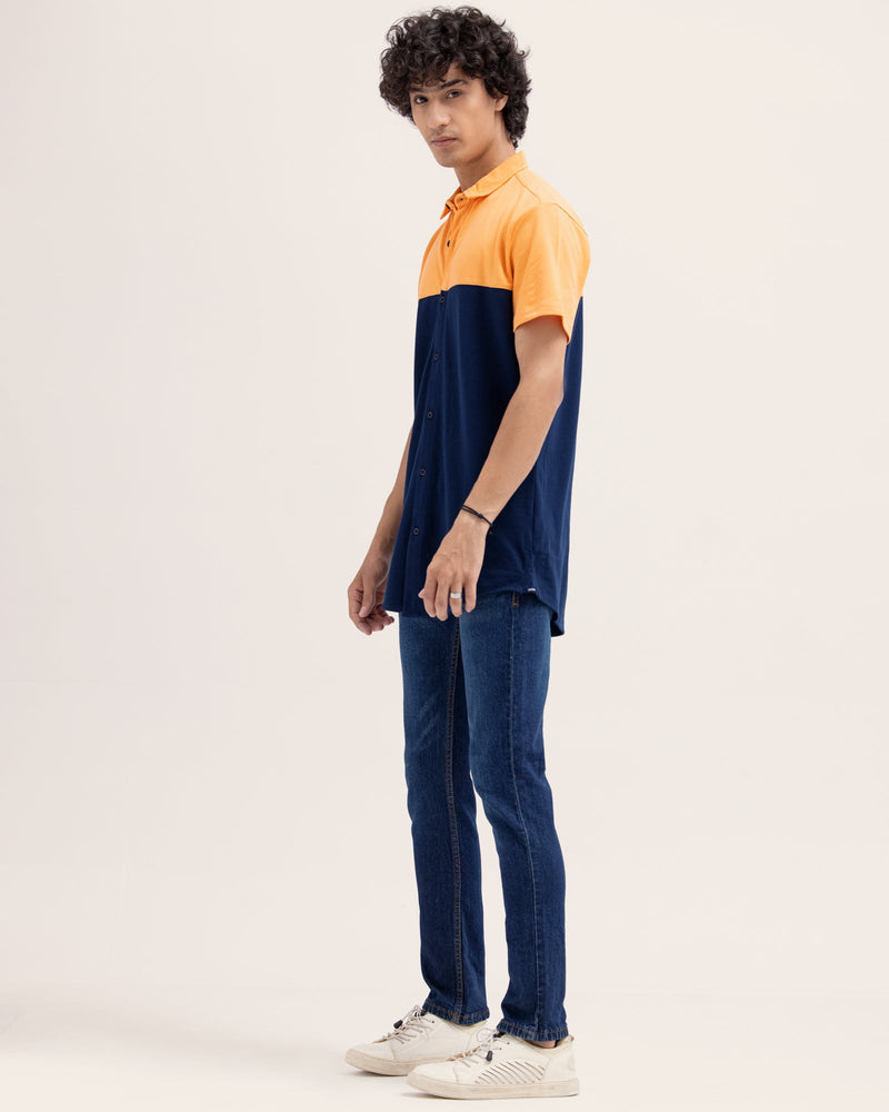Men Color Block Button Down - Engine - Buy Now
