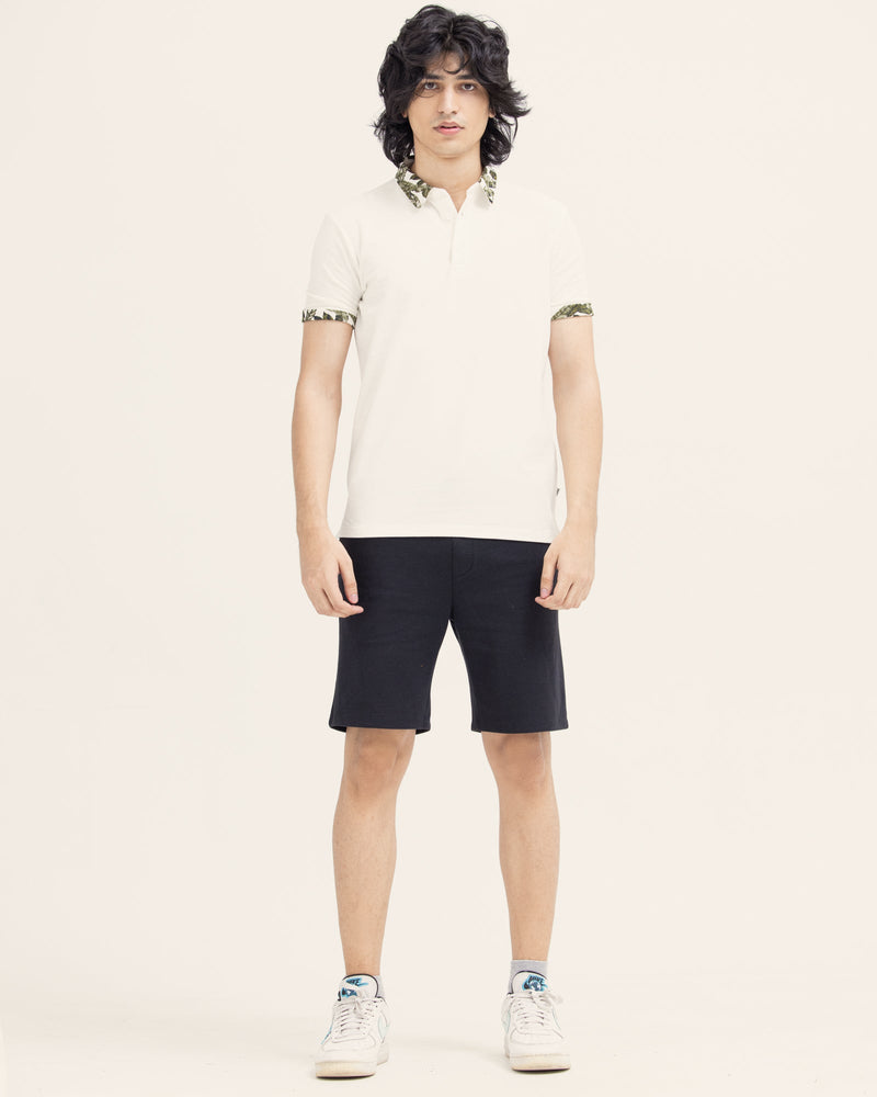Men Off-White Color PQ Solid Short Sleeve Polo Tee - Engine - Buy Now