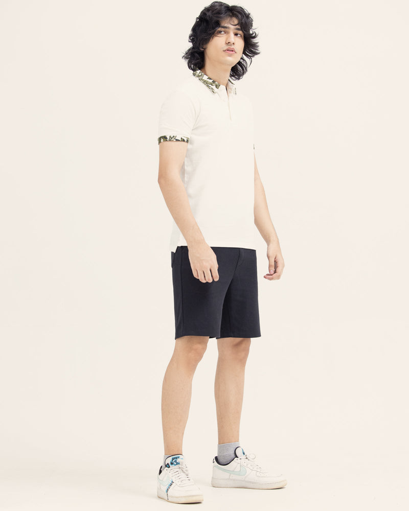 Men Off-White Color PQ Solid Short Sleeve Polo Tee - Engine - Buy Now