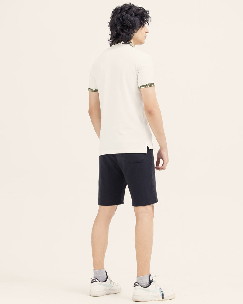 Men Off-White Color PQ Solid Short Sleeve Polo Tee - Engine - Buy Now