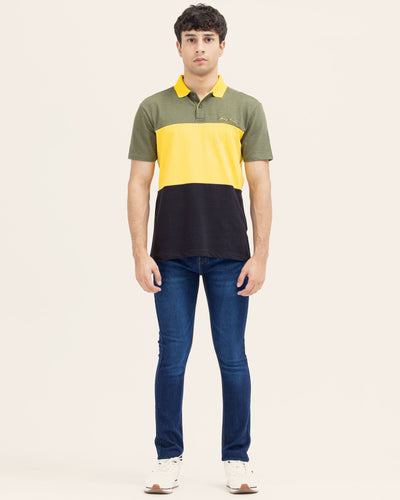 Men Color Block Polo