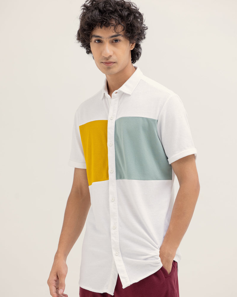 Men Color Block Button Down - Engine - Buy Now