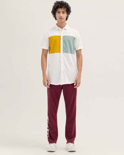 Men Color Block Button Down