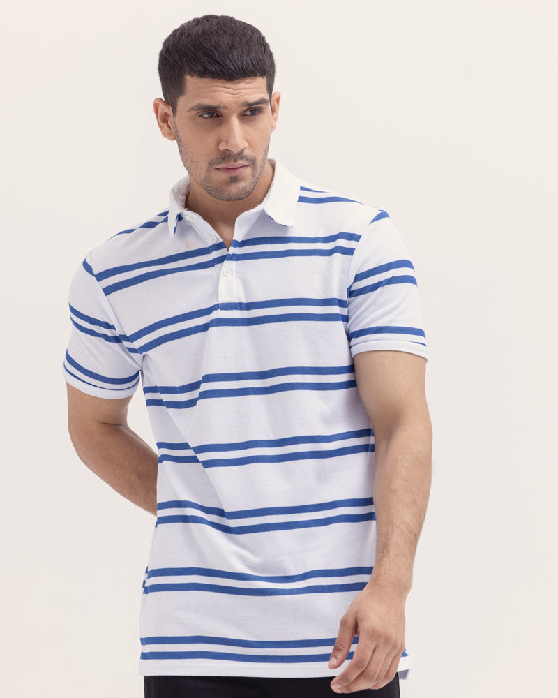Men Lined Polo Tee - Engine - Buy Now