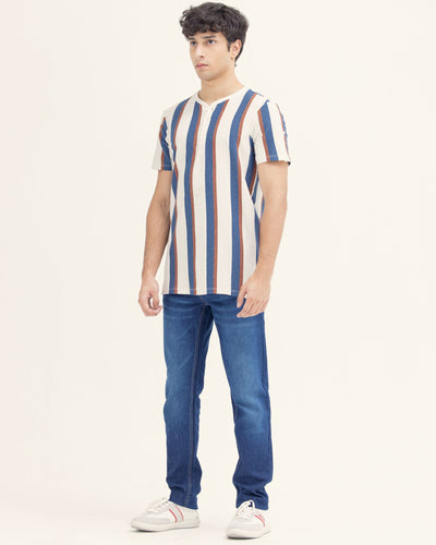 Men Striped Henley