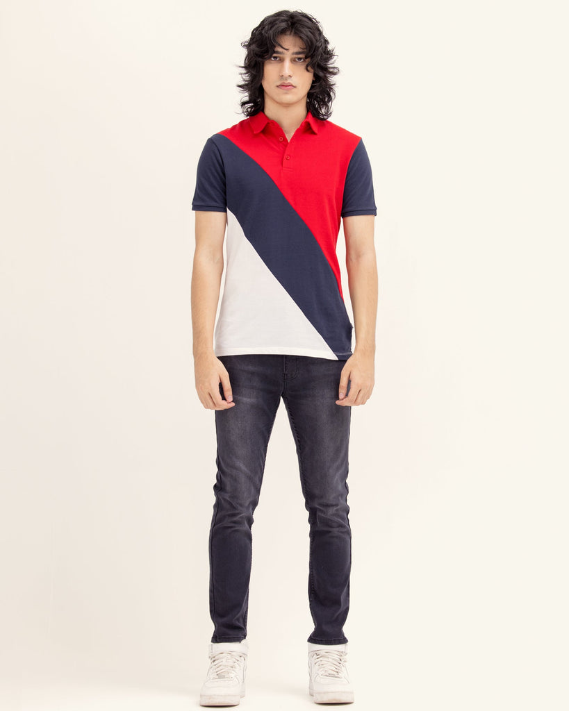 Men Color Block Polo