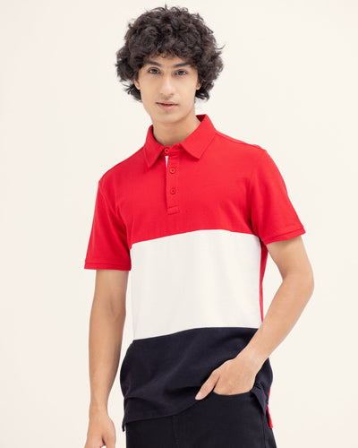 Men Color Block Polo