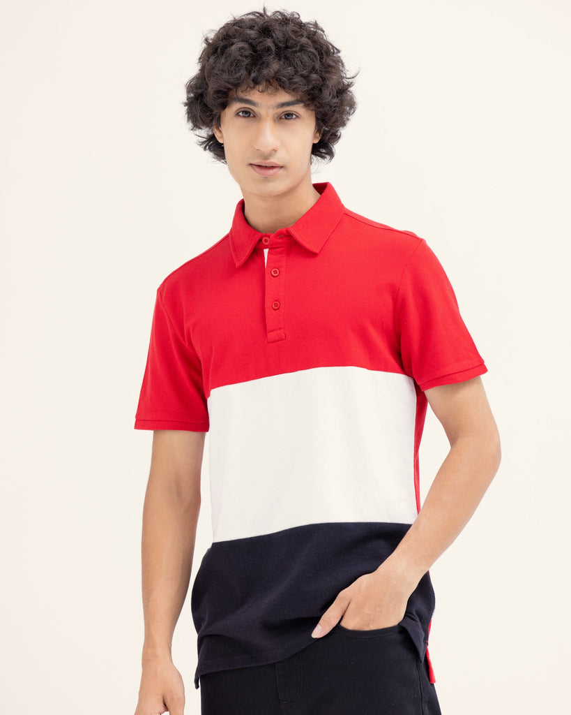 Men Color Block Polo