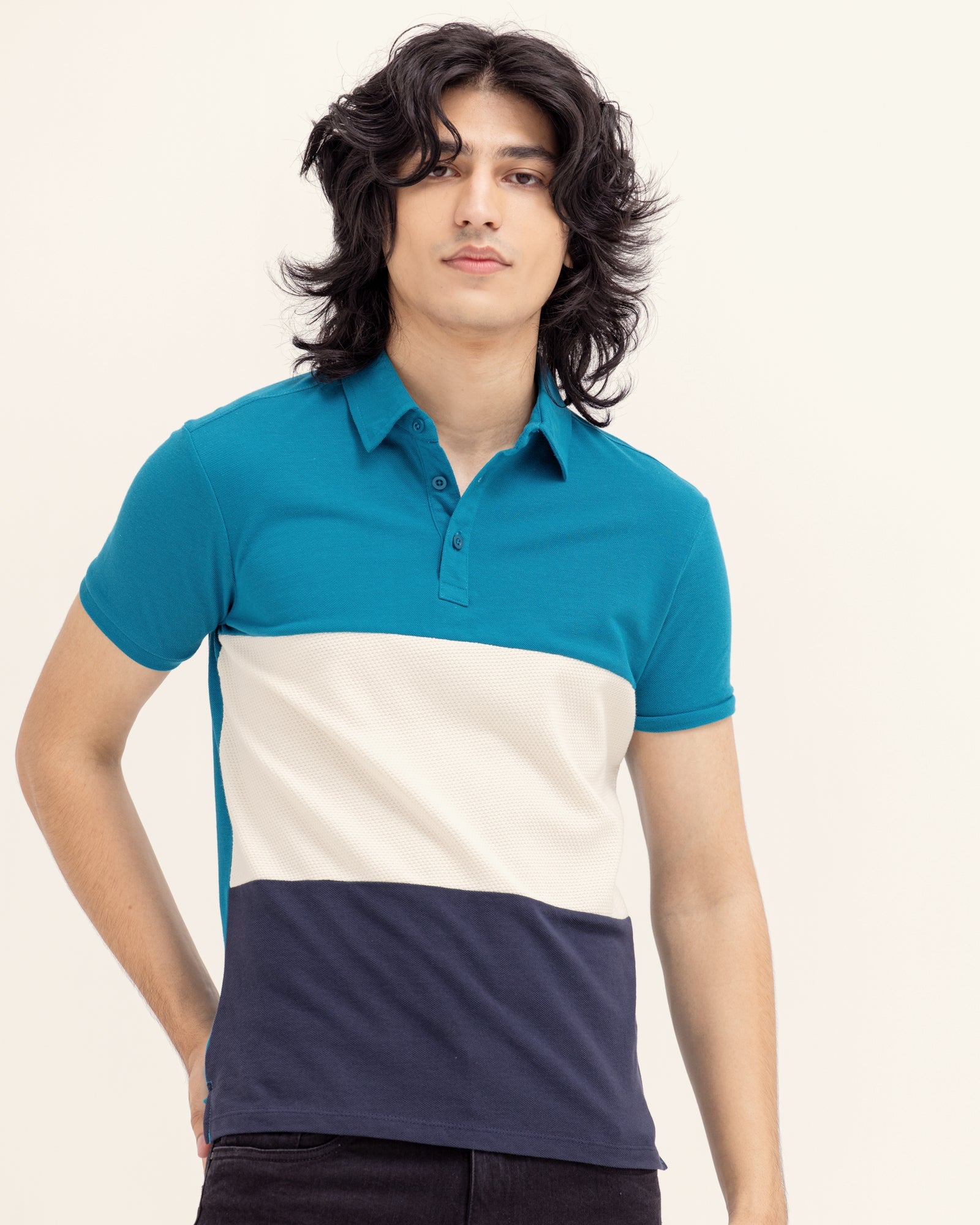 Men Color Block Polo