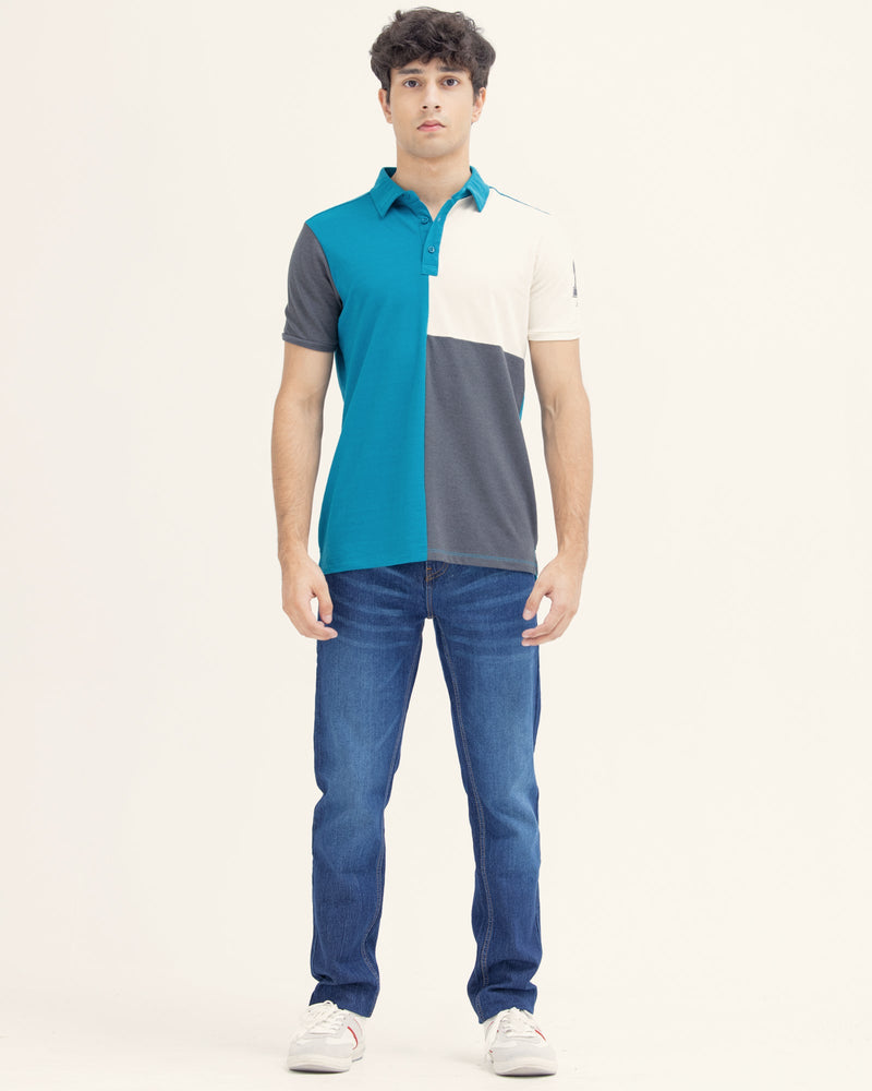 Men Color Block Polo - Engine - Buy Now