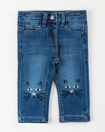 Girls Cat Embroidered Denim - Engine - Buy Now
