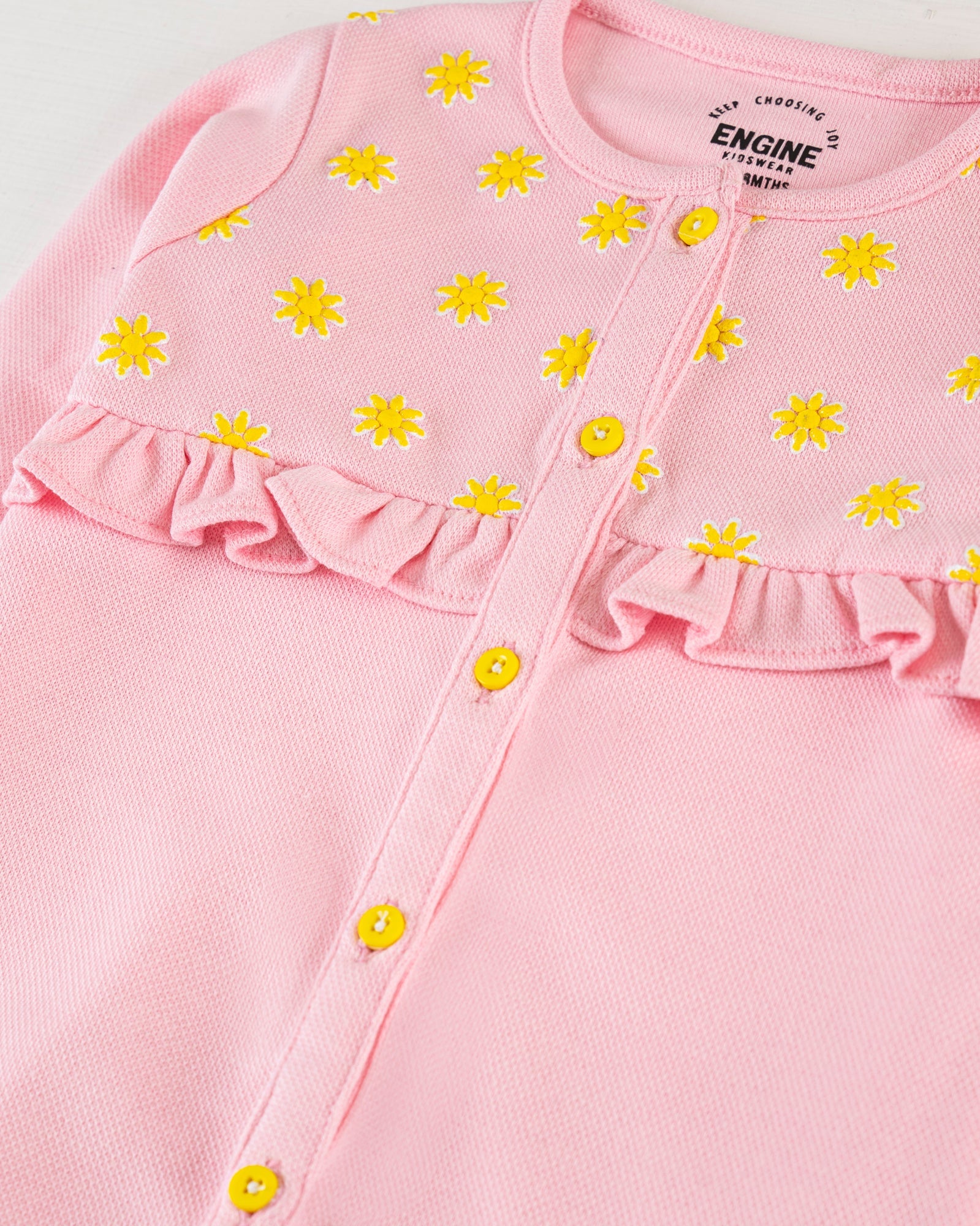 Girls Pink Color PQ Romper Suit - Main Image