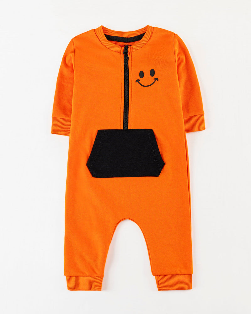 Boys Orange Color Terry Romper Suit - Engine - Buy Now