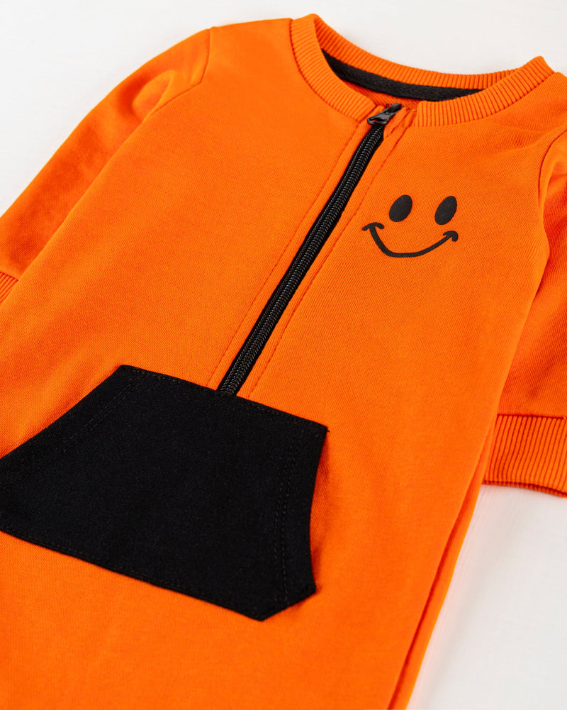 Boys Orange Color Terry Romper Suit - Engine - Buy Now