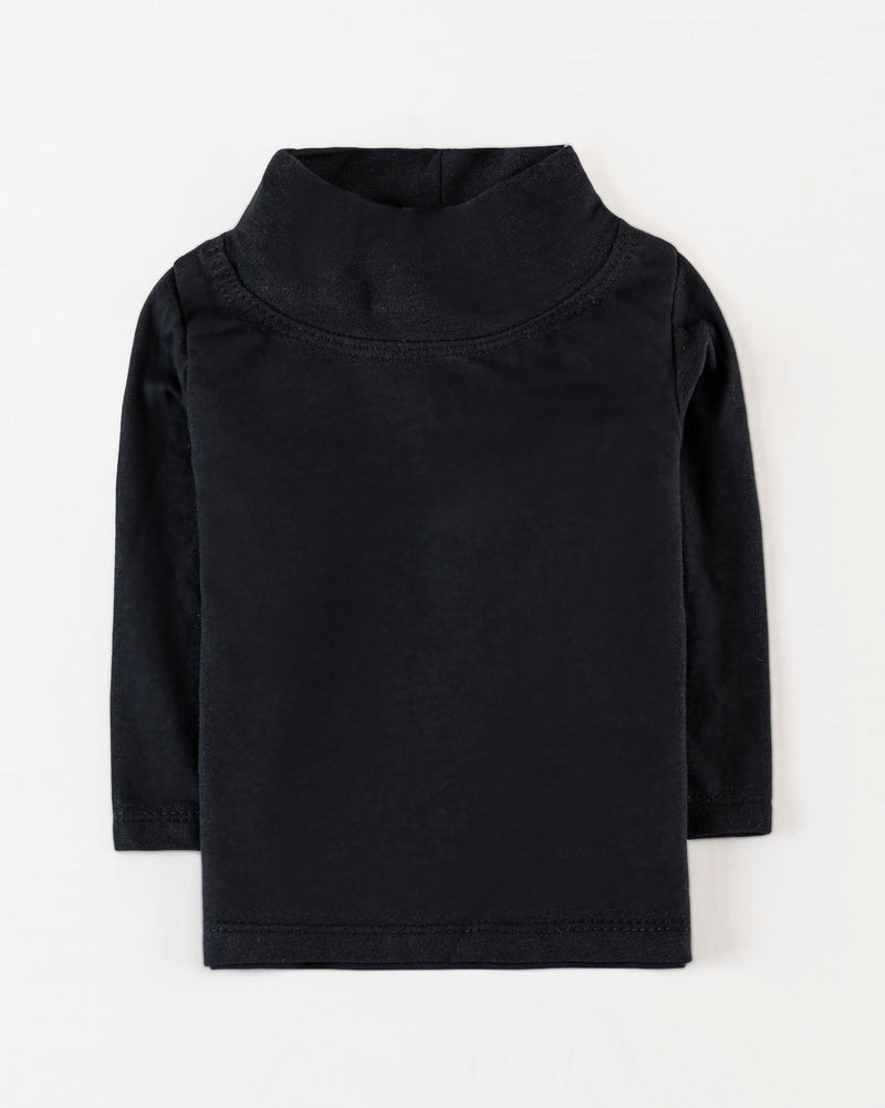 Girls Black Color Lycra Jersey Mock Neck Knit Top - Engine - Buy Now