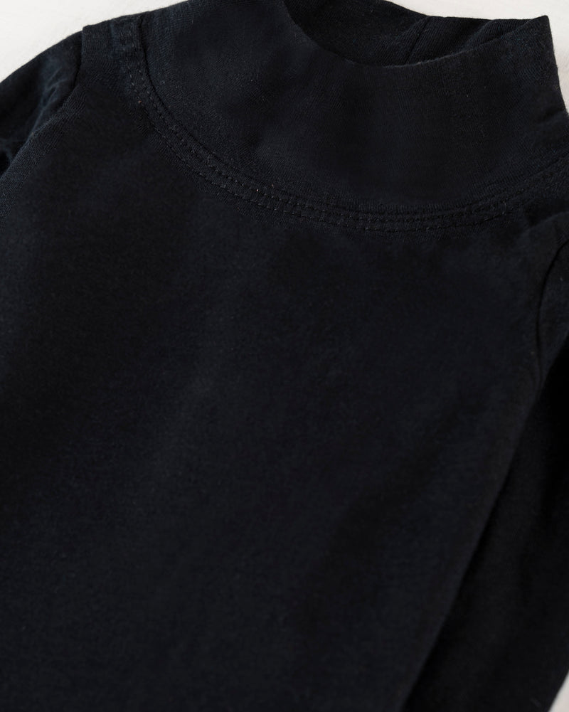 Girls Black Color Lycra Jersey Mock Neck Knit Top - Engine - Buy Now