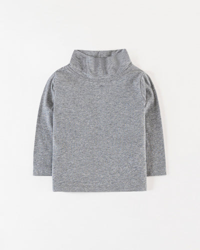 Girls Grey Color Lycra Jersey Mock Neck Knit Top