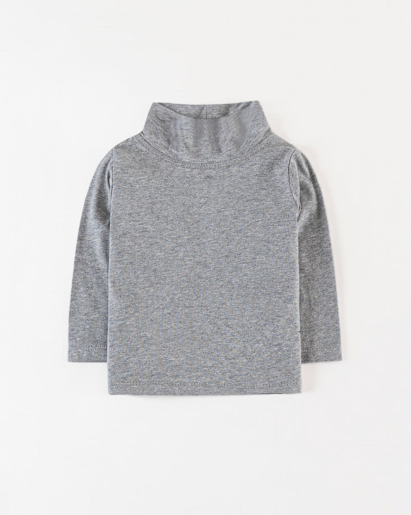 Girls Grey Color Lycra Jersey Mock Neck Knit Top - Engine - Buy Now