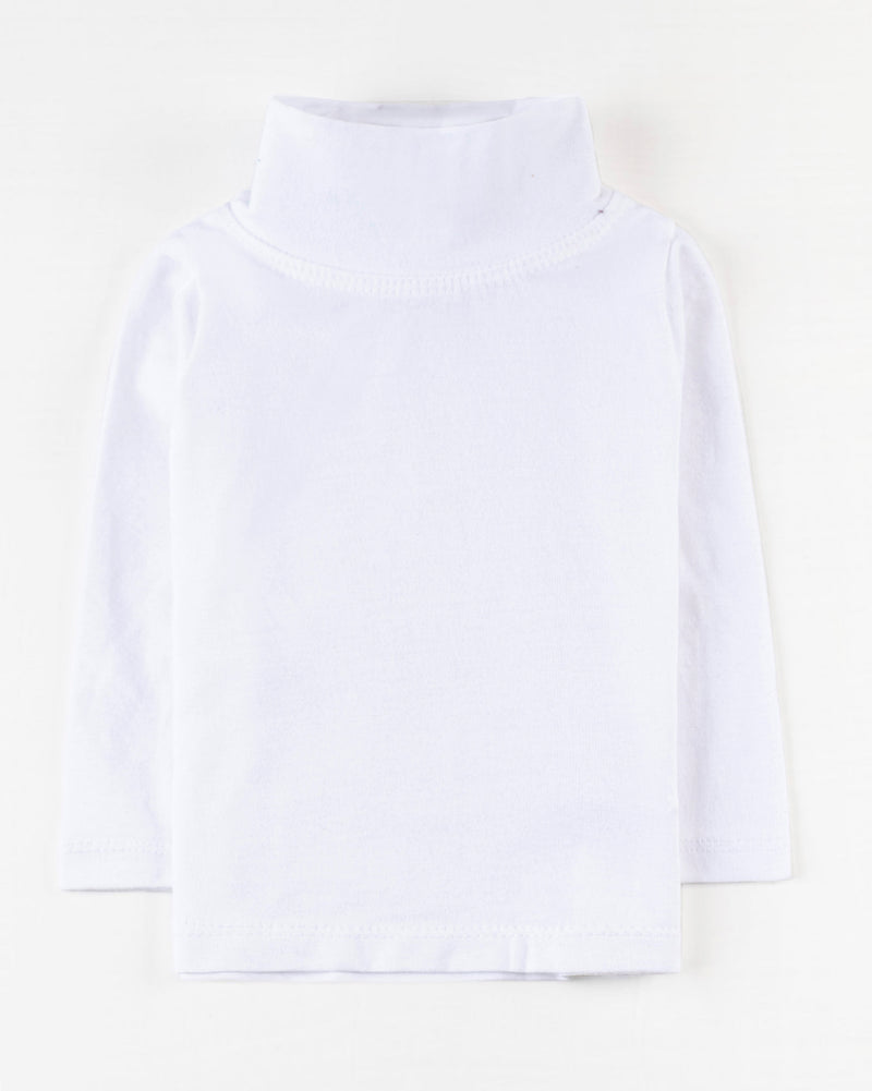 Girls White Color Lycra Jersey Mock Neck Knit Top - Engine - Buy Now