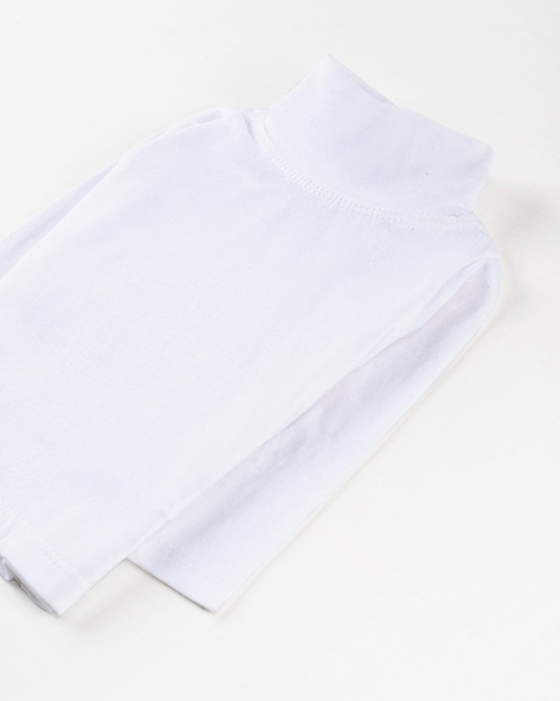 Girls White Color Lycra Jersey Mock Neck Knit Top - Engine - Buy Now
