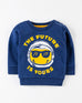 Boys Navy Color Terry Fashion Sweatshirt