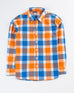 Boys Orange Color Long Sleave Check Casual Shirt