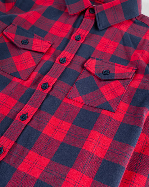 Boys Red Color Long Sleave Check Casual Shirt