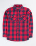 Boys Red Color Long Sleave Check Casual Shirt
