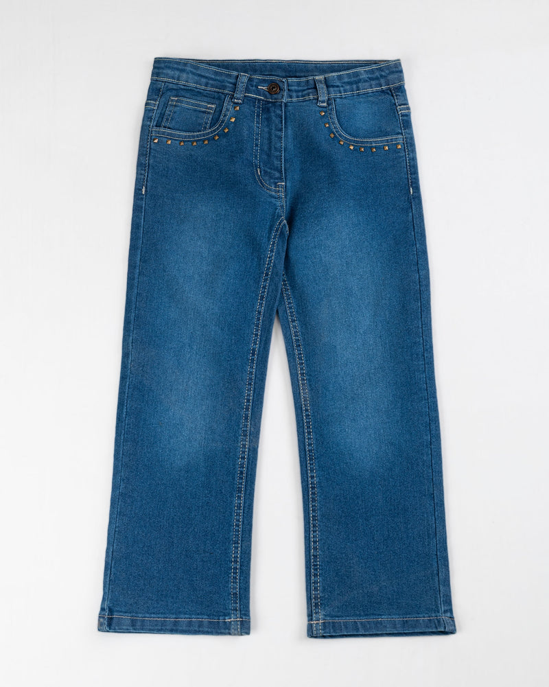 Junior Girls Blue Color Slim Fit Denim - Engine - Buy Now