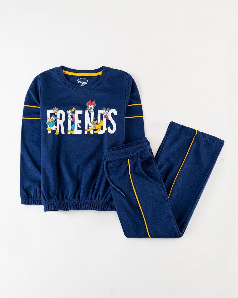 Girls Navy Color Terry 2 Piece Knit Suit - Engine - Buy Now