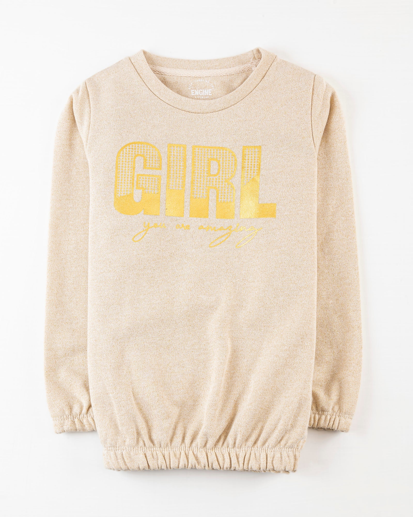 Girls Skin Color Terry Fashion Sweatshirt
