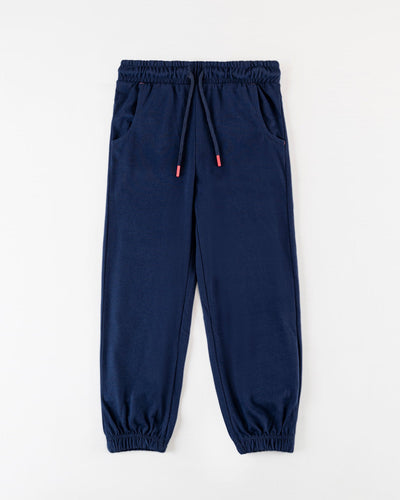 Girls Navy Color Pc Jersey Jogger Trouser