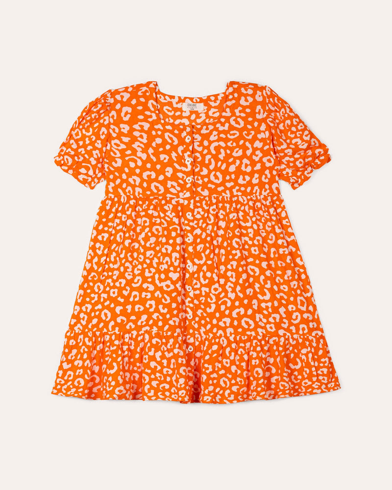 Orange Cheetah Print Fit and Flare woven top - Engine - Buy Now