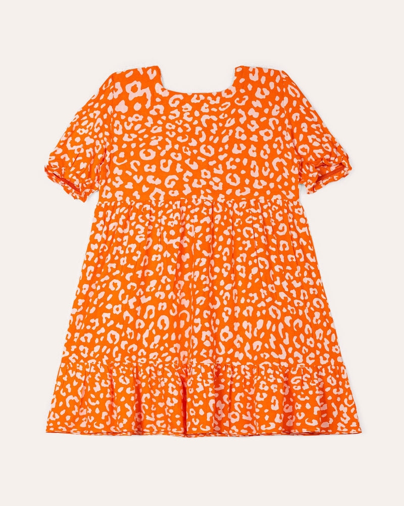 Orange Cheetah Print Fit and Flare woven top - Engine - Buy Now