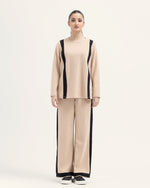 Women Biege Color Fleece 2 Piece Knit Suit - Engine - Buy Now