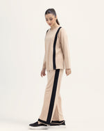 Women Biege Color Fleece 2 Piece Knit Suit - Engine - Buy Now