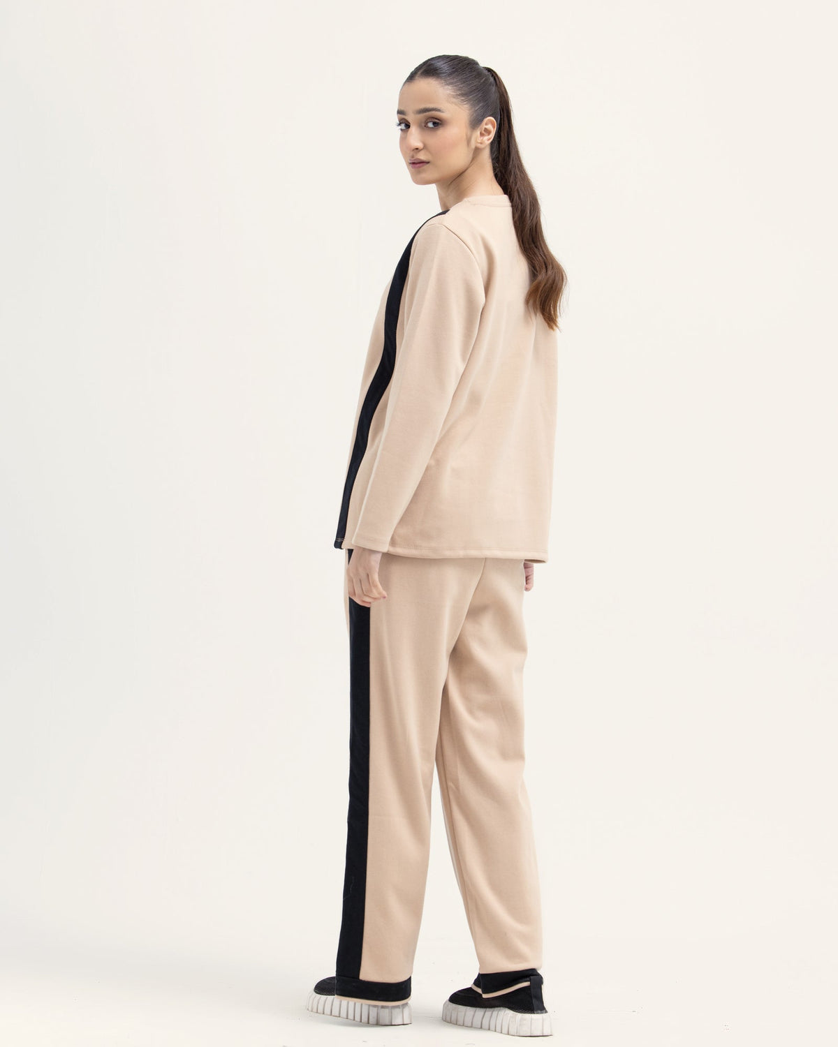 Women Biege Color Fleece 2 Piece Knit Suit - Engine - Buy Now