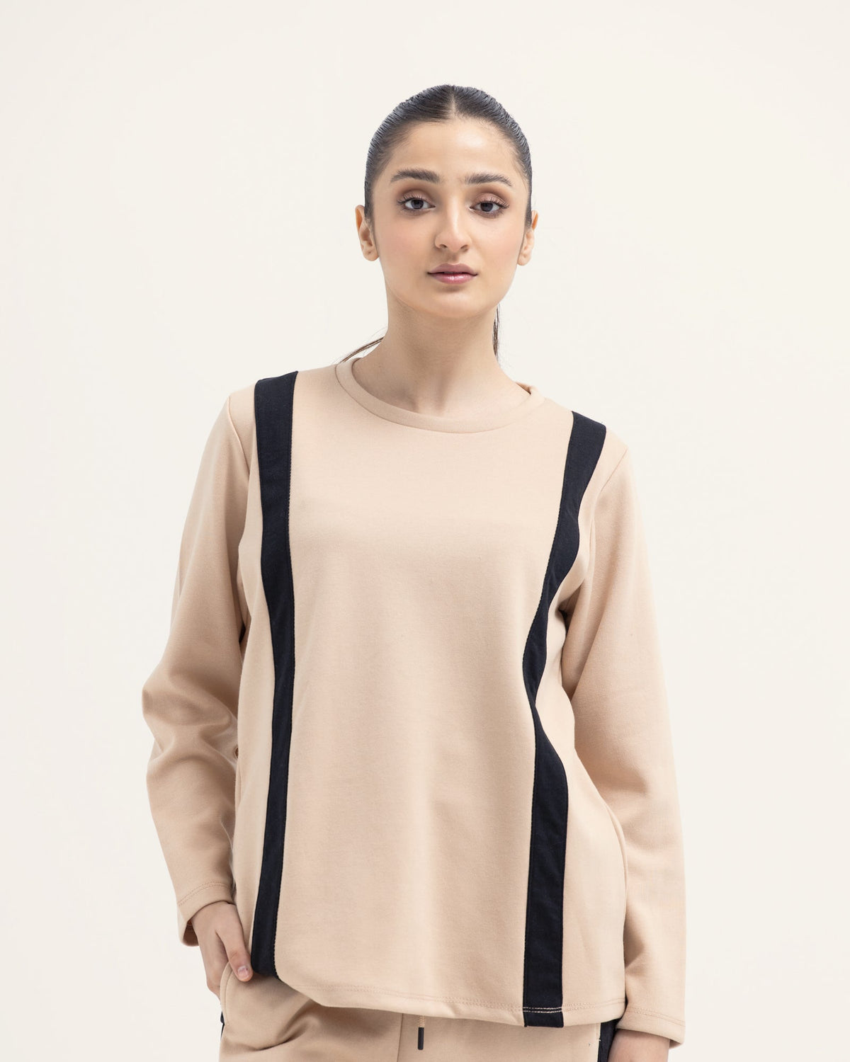Women Biege Color Fleece 2 Piece Knit Suit - Engine - Buy Now