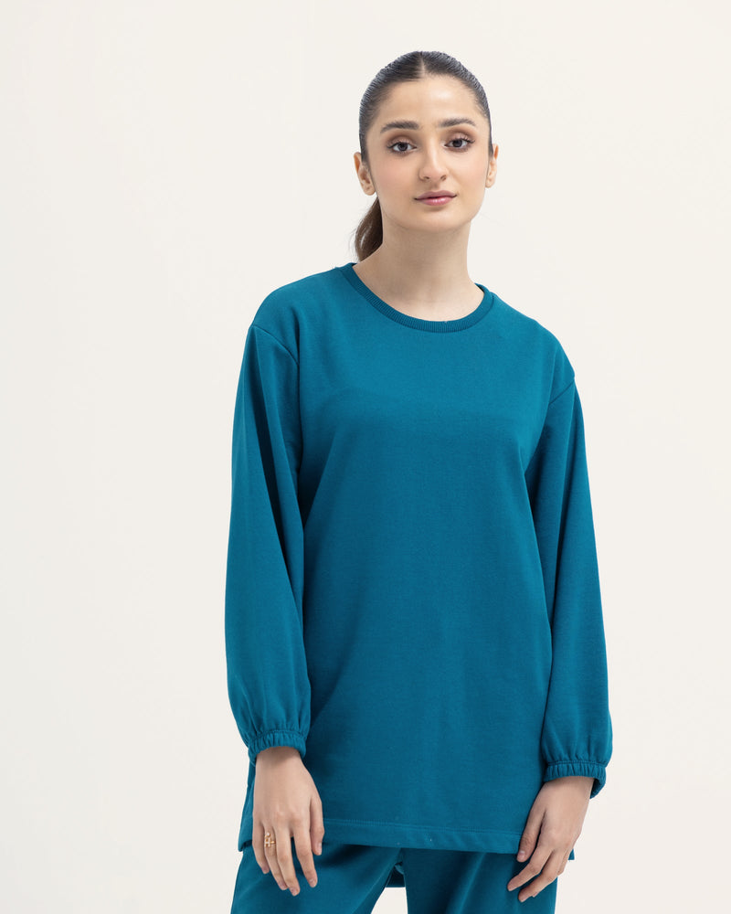 Women Teal Color Terry 2 Piece Knit Suit - Engine - Buy Now