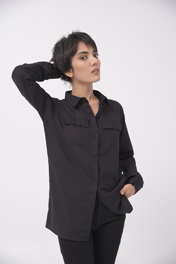 Black Button-Down Shirt For WOMEN - ENGINE