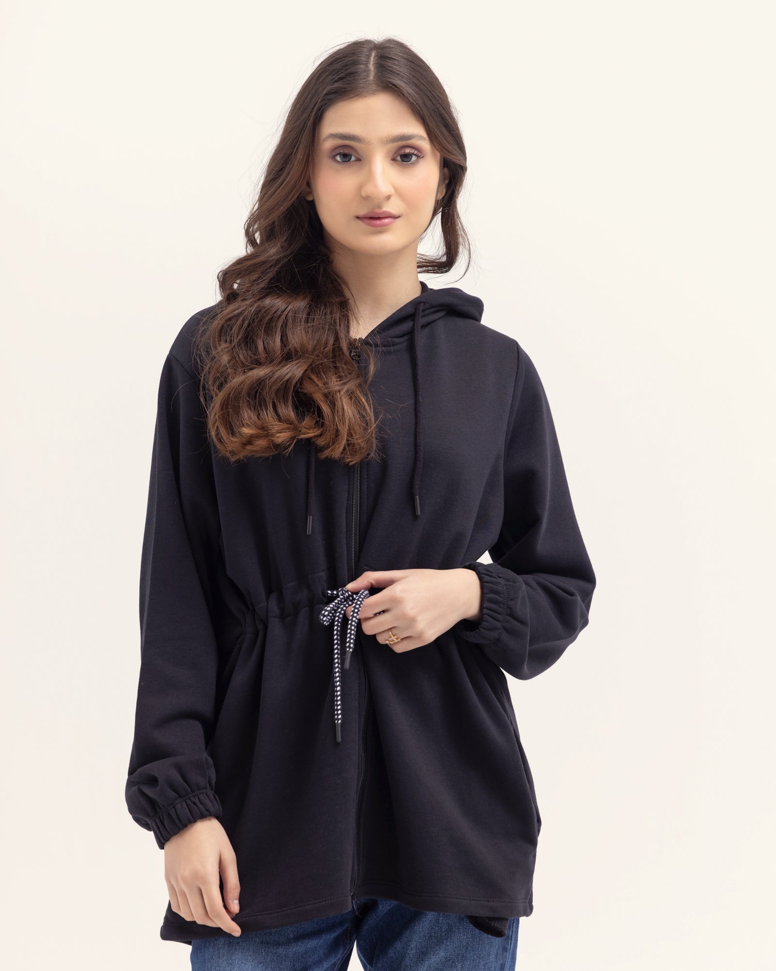 Women Black Color Fashion Hoodies Upper