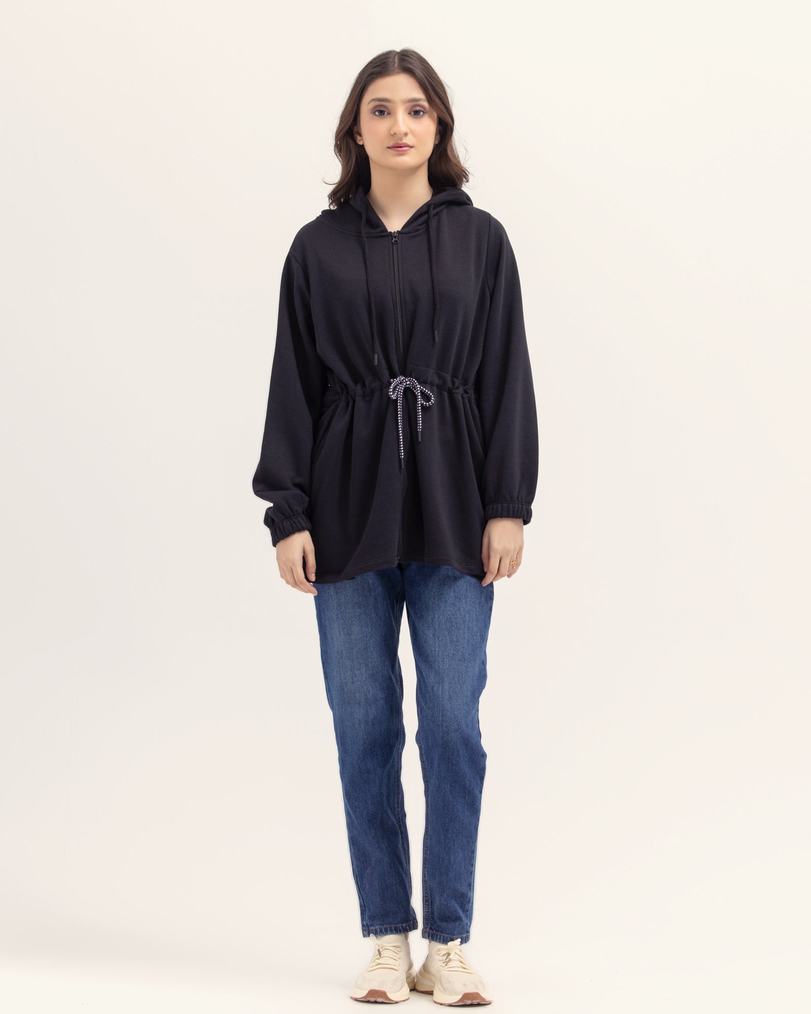 Women Black Color Fashion Hoodies Upper